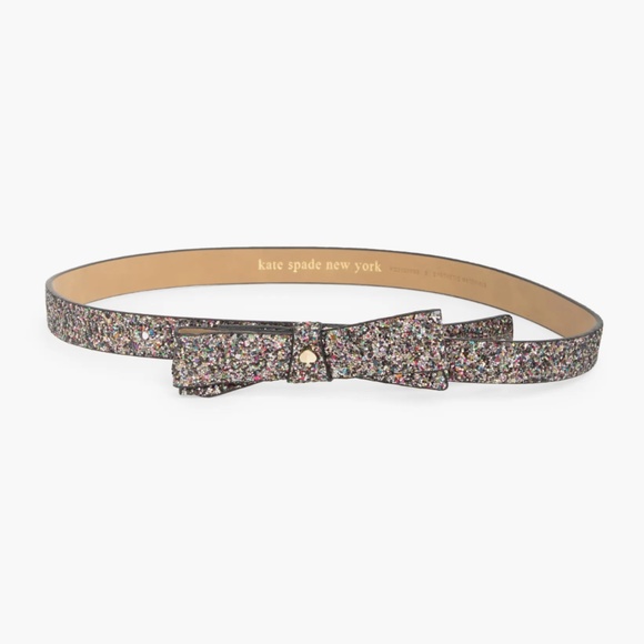 NWT Original KATE SPADE Glitter Bow Leather Belt KS2100663C 3/4\